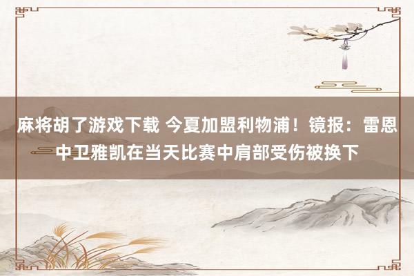 麻将胡了游戏下载 今夏加盟利物浦！镜报：雷恩中卫雅凯在当天比赛中肩部受伤被换下