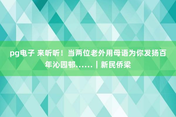 pg电子 来听听！当两位老外用母语为你发扬百年沁园邨……｜新民侨梁