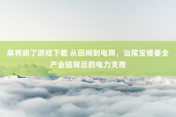 麻将胡了游戏下载 从田间到电商，汕尾宝楼姜全产业链背后的电力支捏