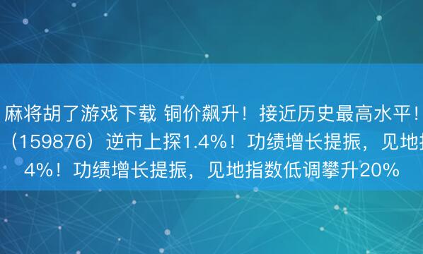 麻将胡了游戏下载 铜价飙升！接近历史最高水平！华宝基金有色ETF（159876）逆市上探1.4%！功绩增长提振，见地指数低调攀升20%