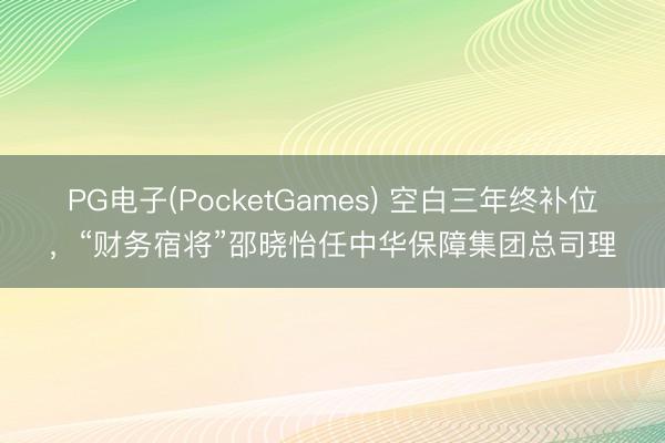 PG电子(PocketGames) 空白三年终补位，“财务宿将”邵晓怡任中华保障集团总司理